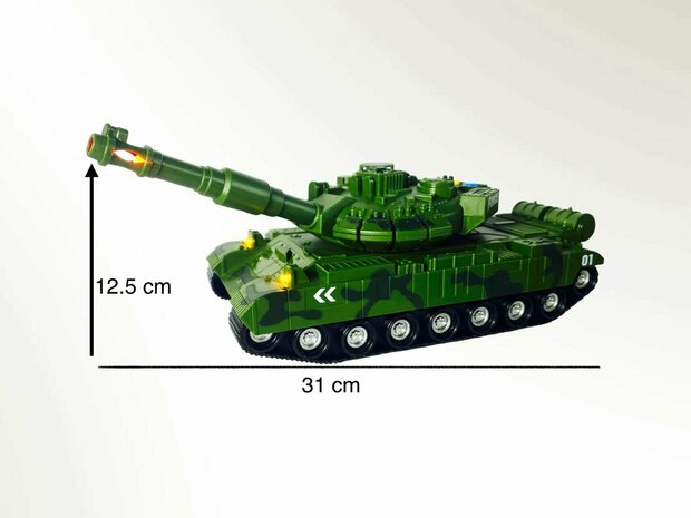 Warrior military toy Tank - Light and sound - Friction motor