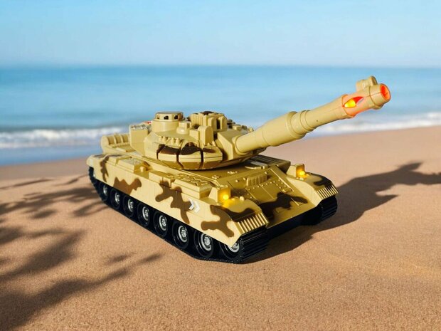 Warrior military toy Tank - Light and sound - Friction motor brown