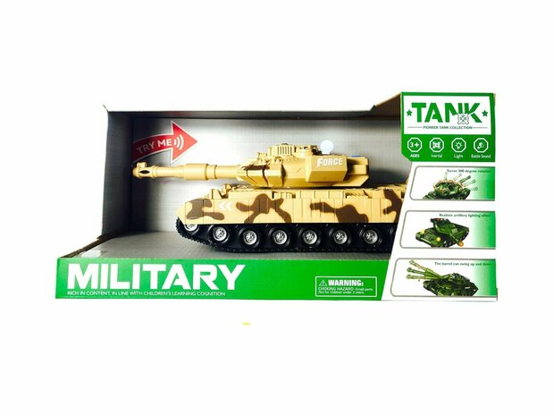 Warrior military toy Tank - Light and sound - Friction motor brown