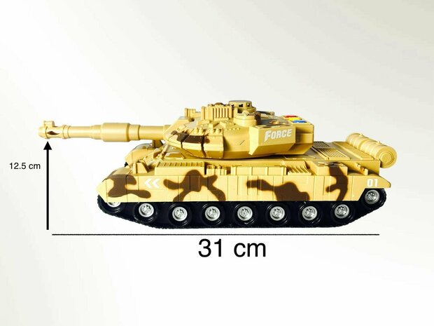 Warrior military toy Tank - Light and sound - Friction motor brown