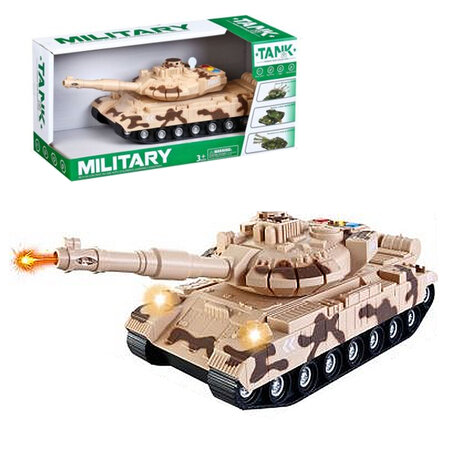 Warrior military toy Tank - Light and sound - Friction motor brown