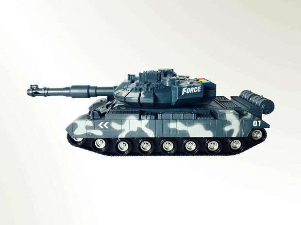 Warrior military toy Tank - Light and sound - Friction motor brown