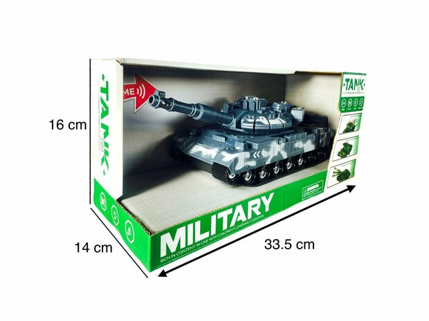 Warrior military toy Tank - Light and sound - Friction motor brown