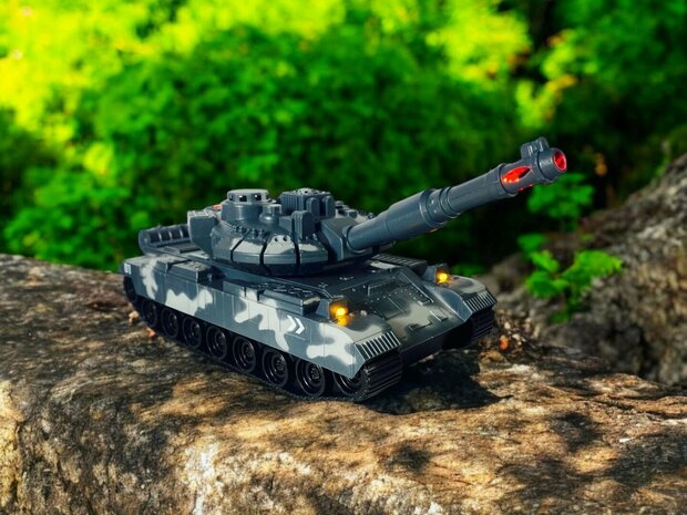 Warrior military speelgoed Tank - Licht en geluid - Frictie motor - Bruin