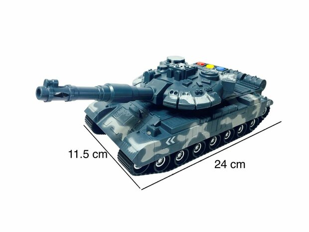 Warrior military speelgoed Tank - Licht en geluid - Frictie motor - Bruin