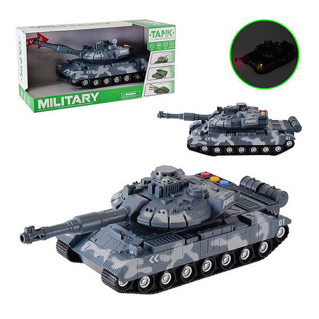 Warrior military toy Tank - Light and sound - Friction motor brown