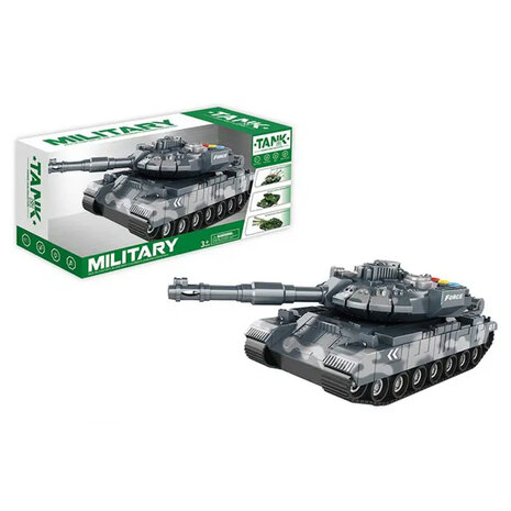 Warrior military toy Tank - Light and sound - Friction motor brown