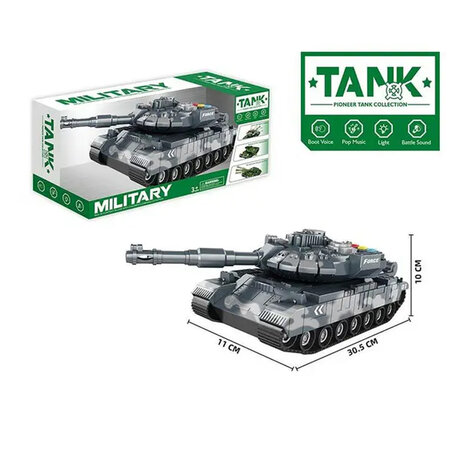 Warrior military speelgoed Tank - Licht en geluid - Frictie motor - Bruin