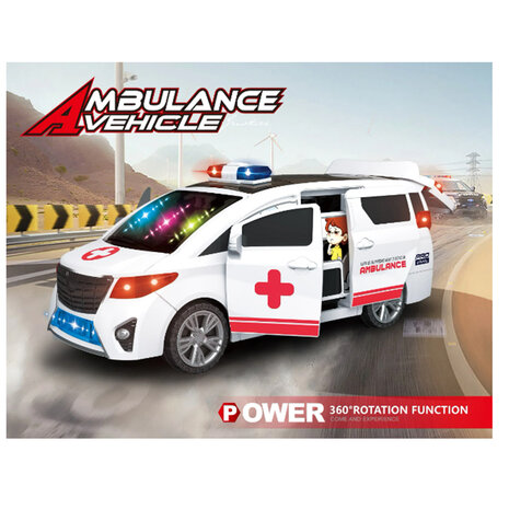 Ambulance Power Vehicle - Toy Ambulance - Drives Itself - 360 Degree Rotation