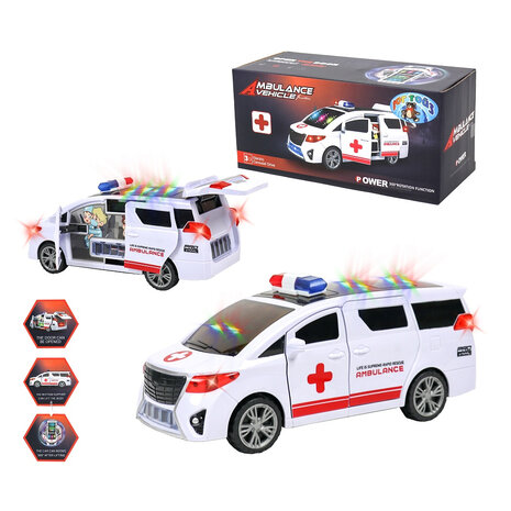 Ambulance Power Vehicle - Toy Ambulance - Drives Itself - 360 Degree Rotation