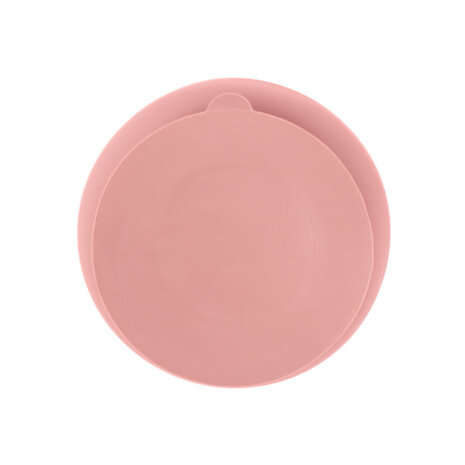 Vaisselle b&eacute;b&eacute;/enfant en silicone 6 pi&egrave;ces - assiette - bavoir - bol - gobelet - couverts - rose clair