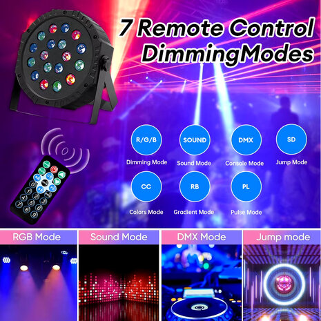 Rgb Led Par Light Dmx512 Control Dj Disco Licht Geluid Geactiveerd - 18 LED