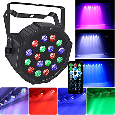 Rgb Led Par Light Dmx512 Control Dj Disco Licht Geluid Geactiveerd - 18 LED