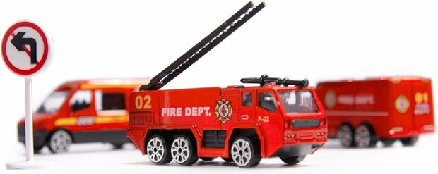 Fire Garage - brandweervliegtuig transporter set incl. voertuigen