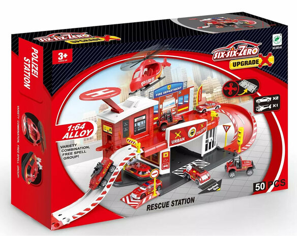 Brandweer Station Garage Set - 50 Delen - 65CM - Fire Sation 