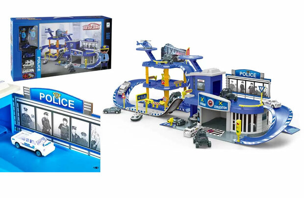 Politiebureau garage - 82-delig set 86.5CM Police Garage DIY Set - XXL 