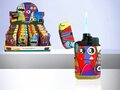 Jet Flame turbo lighters - wind lighter - 20 pieces in display - 360&deg; Suferboy print burners - soft touch