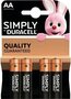 Piles Duracell AA Simply 1,5 V - alcalines - LR6 MN1500 - 4 pi&egrave;ces