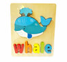 Puzzle en bois avec incrustation de baleine - Puzzle de forme pour enfants 18x15 cm