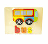 Jouet de bus puzzle &agrave; insert en bois - puzzle de forme pour enfants 18x15cm