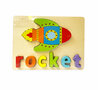 Wooden insert puzzle rocket toy - shapes puzzle for children 18x15cm